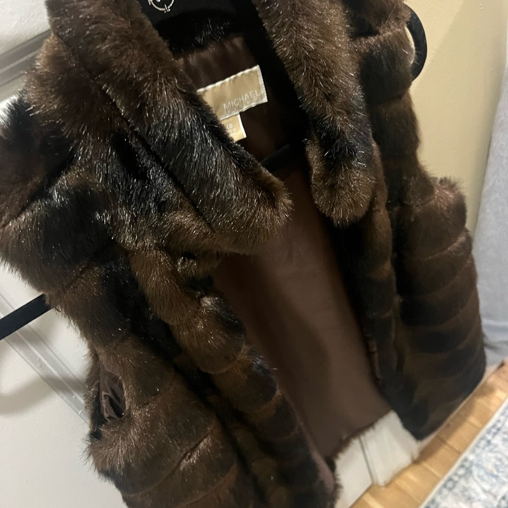 MICHAEL Michael Kors Dark Brown Faux Fur Jacket